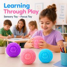 3 Colors Optional Smiling Face Soft Spiky Sensory Ball Toy, Soft Tactile Interactive Small Toy, Children's Hand Sensory Training Toy, Birthday Party Favor, Classroom Reward Gift - Multicolor - View 6