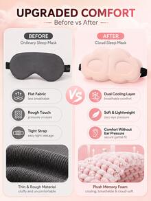 3D Wolken-Schlafmaske, geeignet für Seitenschläfer Frauen und Männer, 100% lichtundurchlässige Schlafmaske, lichtblockierende 3D Memory Foam Schlafmaske, mit verstellbarem elastischem Band, null Augendruck weiche und atmungsaktive Augenmaske, Reise Nickerchen Nachtnutzung Augenmaske - Verschiedenfarbig - Übersicht 6