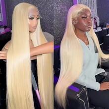 HJ WEAVE BEAUTY 180% Density 613# Blonde Straight Human Hair 13x6 Lace Front Wig HD Transparent Lace Wigs For Women Pre-Plucked Pre-Bleached Wig Natural Hairline With Baby Hairs - S613 - 查看 6