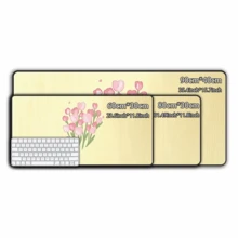 1 buah Alas Meja Besar Minimalis Berwarna-warni Motif Teratai Krem, Alas Mouse Panjang Anti Air dan Anti Selip, Alas Keyboard Bermotif Bunga dengan Tepi Jahitan, Cocok untuk Dekorasi Meja Kantor Siswa Perempuan - Seri Botani Minimalis - View 11