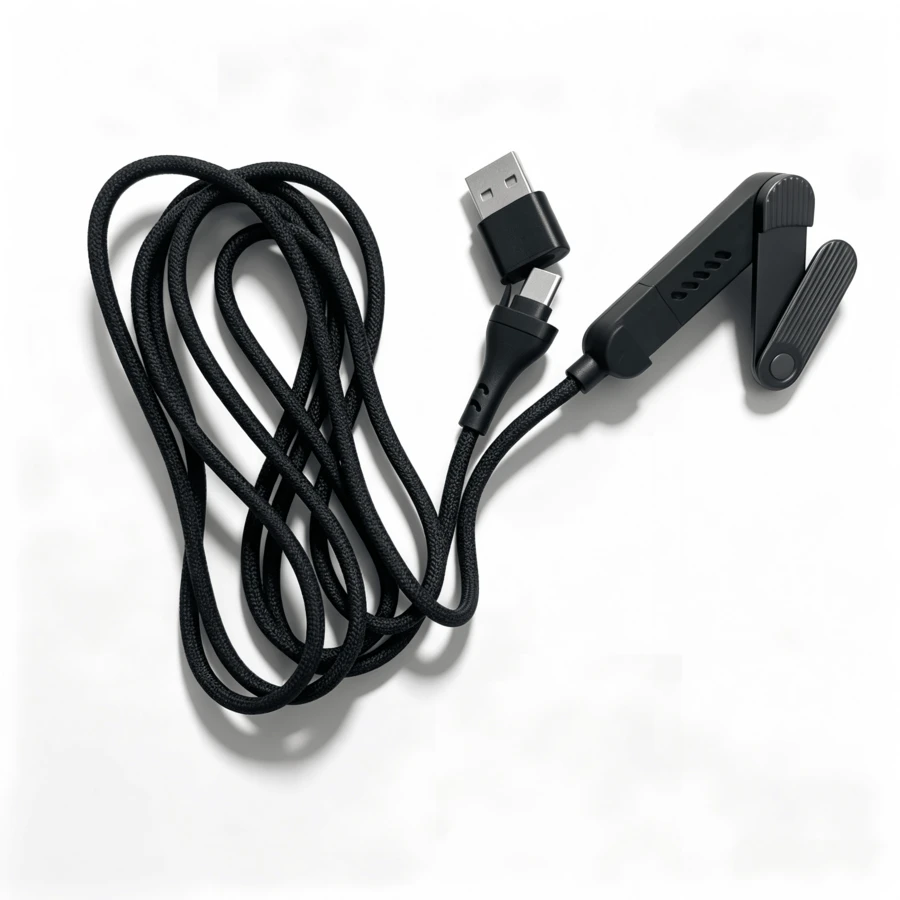 240W 數據線 USB-A/USB-C 轉 Type-C 5A PD 快充線,內建手機支架,適合遊戲使用,戶外、車用與居家必備,相容 iPhone 15/16/17 - 黑色 - 查看 1
