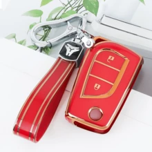 [2按鈕]汽車鑰匙殼遙控器外殼 適用於 Corolla Altis Auris Aygo Yaris Camry RAV4 防塵防摔 高端時尚鑰匙包 - KY17 - 查看 18