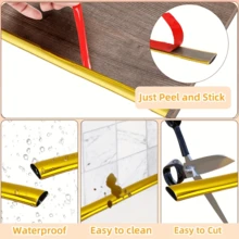 1/10m Luxury High-End Home Grout Decorative Strip, Waterproof Self-Adhesive Wall Decorative Edge Trim, Elegant PVC Wall Sticker Decorative Strip - Soft Vinyl PVC Material, Easy To Peel And Stick, Removable And Detachable, Suitable For Doors, Windows, Countertops, Corners, Furniture, Background Wall Decorative Strip. 3D Stereoscopic Floor Tile Self-Adhesive Grout Strip, High Gloss High Brightness Home Wall Panel Decorative Strip, Light Luxury High-End Room Decorative Strip, Modern Elegant Home Decorative Strip, Self-Adhesive Grout Tool, Gap Decorative Universal Work Tool, Home Renovation Decorative Men's Tool. - Multiple Styles - View 6