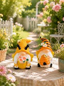 1pc Cute Bee Gnome Statue, Outdoor Resin Decor, Spring & Summer Garden Ornament, Suitable For Garden, Patio, Shelf Decoration, Housewarming Gift, Mother's Day Gift, Balcony & Windowsill Accent - A - View 5