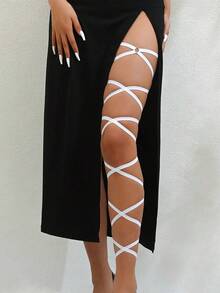 Women's Sexy Elastic Leg Chain Strap, Criss-Cross Thigh Band With O-Ring Adjustable Tie Body Jewelry, Fashionable Leg Decoration For Carnival Costume, Halloween Cosplay, Nightclub, Beach, Date And Party Gift - Multicolor - View 6