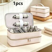 1pc Double Layer Travel Storage Bag, Suitable For Hair Dryer, Flat Iron, Air Styling Tools And Drying System, With Accessory Fixing Strap - Multicolor - View 1