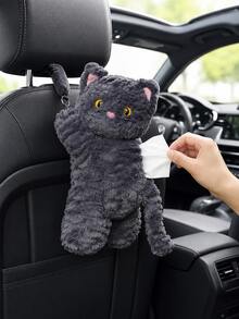 Auto Taschentuchbox Halter Katze, flauschiger hängender Serviettenhalter für Auto Kopfstütze Rücksitz, ästhetischer Tier Taschentuch Organizer, weiches flauschiges Auto Innenraum Zubehör Dekoration für Frauen Männer Autobesitzer, Zuhause Büro Badezimmer - KATZE - Übersicht 5