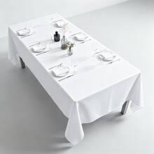 1pc White Tablecloth, Dining Tablecloth, Party Tablecloth, Solid Color Banquet Wedding Tablecloth, Living Room Tablecloth, Ceremonial Tablecloth, Celebration Tablecloth - White - View 9
