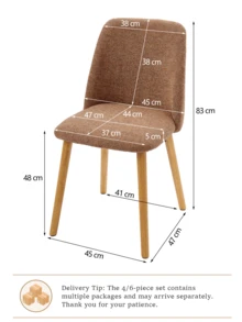 Goeurvant Modern Ergonomic Dining Chair With Curved Backrest - Set Of 2 / Set Of 4 / Set Of 6 - Brown/Chenille - View 8