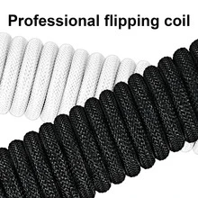 70.87 Inch Stretchable Spiral Keyboard Cable With Detachable Metal Aviation Plug, Double-Layer Braided Durable Type-C To USB-A Cable, Suitable For Mechanical Gaming Keyboards - View 5