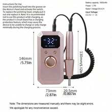 GANLAIX 電動美甲磨甲機 20000RPM 可充電式美甲工具組 1600mAh 無線指甲與足部護理工具 適用於壓克力/凝膠指甲 拋光與角質護理 沙龍與居家禮品 - 彩色 - 查看 6