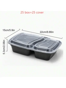 50/20/10/1 Pack Reusable 2-Compartment Meal Prep Containers With Lids, Durable Leak-Proof, Microwave, Freezer, Dishwasher , Portable For On-The-Go, Black - Black - View 12