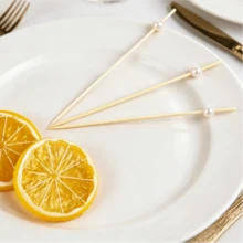 100pcs White Pearl Disposable Fruit Picks, Elegant Cocktail Toothpicks For Wedding Dessert Cake Party Decor - Ginger - View 11