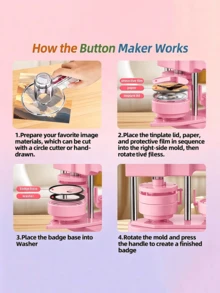 Button Maker Machine 58mm - (3rd Generation) No Installation Required 58mm(2.25 Inch) DIY Badge Button Maker Machine, Comes With 100pcs Button Parts & Images & Round Cutter - Multicolor - View 4