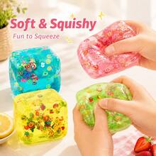 4 Colors Fruit Jelly Cube Squishy Toy, Soft Stress Relief Squeeze Toy, Fingertip Toy, Fun Gift For Teens And Adults - Multicolor - View 10