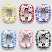 6pcs Cute Japanese Style Lace Photo Card Holders, 6 Colors Plaid Fabric Lanyard Badge Holders, 3 Inch Photo Card Sleeves, Anime ACG Collection Card Storage, Idol Photo Protective Covers, Keychain Bag Pendant, Student ID Card Holder, Gift For Girl Fans - One Size Fits All - View 6