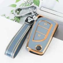 [2按鈕]汽車鑰匙殼遙控器外殼 適用於 Corolla Altis Auris Aygo Yaris Camry RAV4 防塵防摔 高端時尚鑰匙包 - KY17 - 查看 19