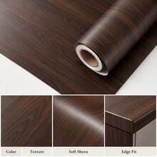 1 Roll Leopard Print Peel And Stick PVC Self-Adhesive Contact Paper Wallpaper, Waterproof Vinyl Wall Decor Sticker, Suitable For Bedroom, Living Room, Wardrobe Decoration, Home Decor And Furniture Renovation - Walnut - View 9