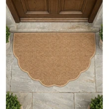 1 pieza Felpudo de borde ondulado semicircular duradero, marrón cálido, diseño sin patrón, elegante y discreto, felpudo de bienvenida, felpudo para exteriores, alfombra de cocina, decoración del hogar, felpudo para la puerta principal, alfombra para exteriores, decoración del hogar, alfombra de área, alfombra de jardín, alfombra lavable - Camel - Ver 7