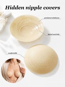 New Solid Nipple Covers, Multi-Pore Breathable Solid Breast Pads, Invisible Seamless Comfortable Nipple Covers, Suitable For Various Occasions And Daily Wear - 1 Pair Of Skin Tones - View 2