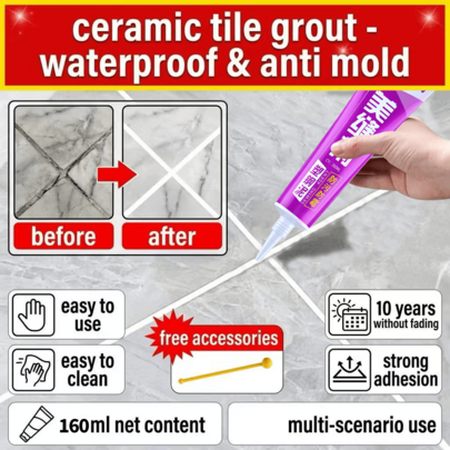Sellador de lechada para azulejos de uso pesado, resistente al agua, al moho y a las manchas, agente de reparación de lechada de secado rápido para relleno de juntas de azulejos en baño, cocina, ducha, azulejos de cerámica, porcelana, piso y pared, super pegamento