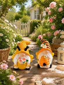 1pc Cute Bee Gnome Statue, Outdoor Resin Decor, Spring & Summer Garden Ornament, Suitable For Garden, Patio, Shelf Decoration, Housewarming Gift, Mother's Day Gift, Balcony & Windowsill Accent - A - View 6