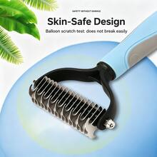 1pc 2 In 1 Pet Grooming Rake Stainless Steel Undercoat Brush Dematting Deshedding Comb Ergonomic Reusable Design Gentle On Pet Skin Prevent Irritation Summer Hair Care Tool For Cats Dogs Household Daily Pet Fur Cleaning Essential Supply Gift - Multicolor - View 5