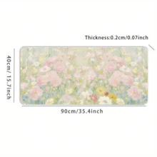 1PC Watercolor Wildflower Extended Mouse Pad, Soft Pastel Mixed Floral Field Desk Mat, Waterproof Non-Slip Stitched Keyboard Pad For Girls Study Room Desktop Decoration - Cartoon Flowers - View 8