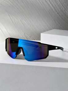 1 Pair Women's Gradient Color Windproof Fashion Sports Cycling Glasses - Black Frame Ice Blue Film - View 4
