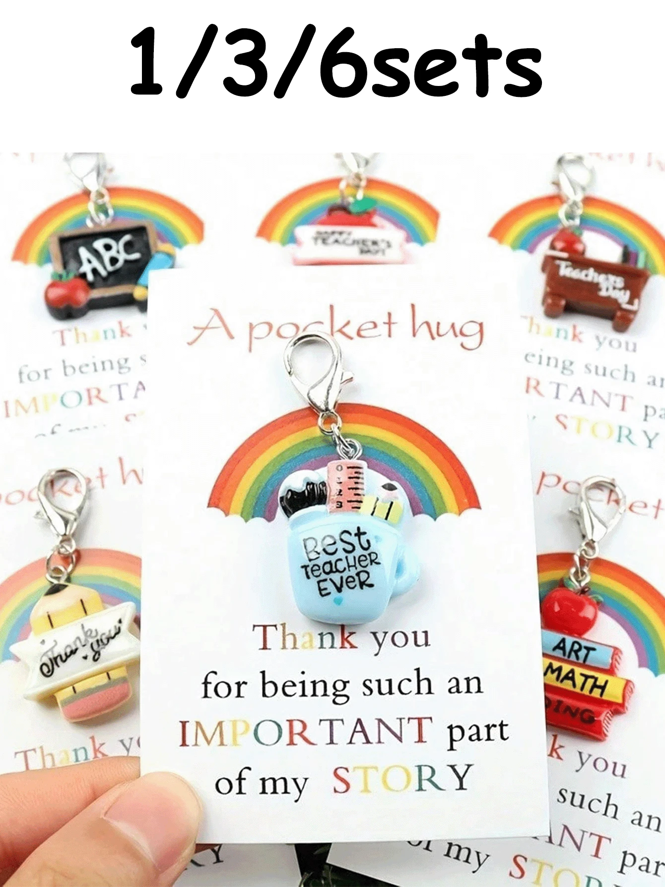 1/3/6 Sets Fun Back To School Keychain Gift Set, Includes Thank You ...
