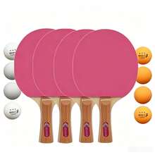1 Set Table Tennis Racket Set (Includes Table Tennis Balls), 4 Long Handle Rackets, Training And Leisure Racket Combination, Suitable For Indoor Or Outdoor Table Tennis Rackets And Accessories - Multicolor - View 14