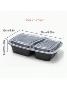 50/20/10/1 Pack Reusable 2-Compartment Meal Prep Containers With Lids, Durable Leak-Proof, Microwave, Freezer, Dishwasher , Portable For On-The-Go, Black - Black - View 15