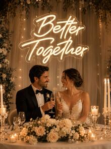 1件裝 BetterTogether 霓虹燈牌，附金屬吊鍊，USB 暖白色 LED 霓虹燈，適用婚禮背景、訂婚派對、臥室牆面裝飾、情侶禮物 - 多色 - 查看 5