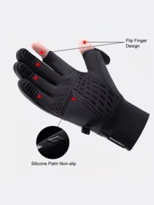 1 Pair Men's Winter Cycling Gloves, Outdoor Sports Running Motorcycle Skiing Touchscreen Anti-Slip Warm Full Finger Gloves - Multicolor - View 6