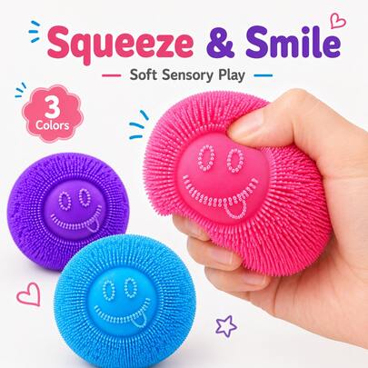 Multi-Color Fuzzy Ball Squeeze Stress Relief Toy, Spiky Textured Soft Rubber Squeeze Ball, Soft And Bouncy, Suitable For Office Desk Relaxation, Study Breaks, Home Boredom Relief