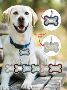 Customized Black Pet Name Dog Tag, Engraved Stainless Steel Dog ID Tag, Bone Shaped Personalized Cat ID Tag, Custom Name Plate, Engraved Metal Identification Tag For Pets - Silver - View 11