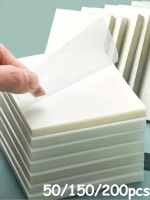 50/150/200pcs Transparent Sticky Notes Set, 2 Sizes Combination, Smooth Writing, Self-Adhesive Semi-Transparent Note Pads, Suitable For Book Marking, School, Office, Learning And Information Labeling - Multicolor - View 1