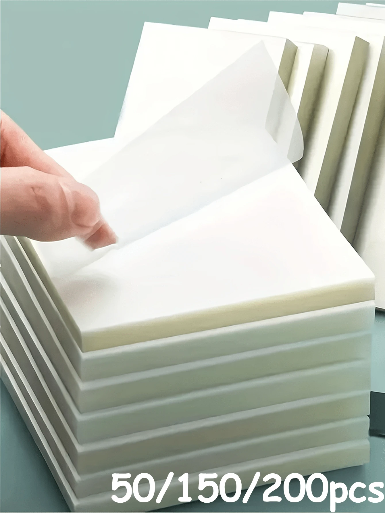 50/150/200pcs Transparent Sticky Notes Set, 2 Sizes Combination, Smooth Writing, Self-Adhesive Semi-Transparent Note Pads, Suitable For Book Marking, School, Office, Learning And Information Labeling - Multicolor - View 1