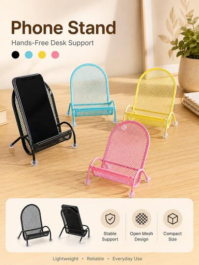 Cute Chair Shaped Phone Holder, Universal Hands-Free Desktop Phone Stand, Stable Weighted Anti-Slip Design, Suitable For Bedside Table, Bedroom Accessory