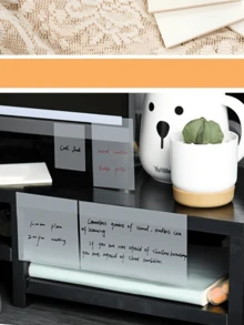 50/150/200pcs Transparent Sticky Notes Set, 2 Sizes Combination, Smooth Writing, Self-Adhesive Semi-Transparent Note Pads, Suitable For Book Marking, School, Office, Learning And Information Labeling - Multicolor - View 4