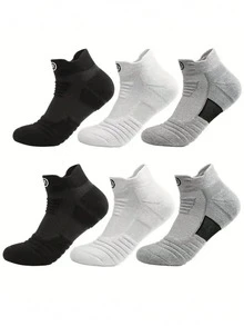 Men's Cushioned Ankle Socks, Thick Terry Bottom Low-Cut Sports Socks, Breathable Non-Slip Running Basketball Casual Daily Wear Socks - Multicolor - View 4