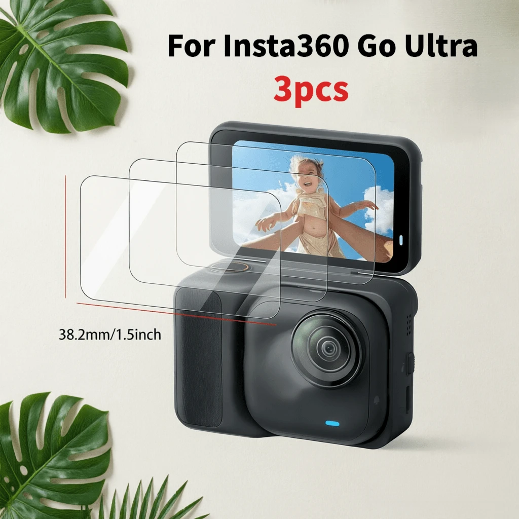 3pcs/Set, Suitable For Insta 360 Go Ultra Camera, 9H High Hardness Anti-Scratch Tempered Glass Screen Protector, Ultra-Clear Display, Anti-Fingerprint Coating, Full Coverage, Bubble-Free, Tempered Glass Material, Protect Camera From Scratches And Wear. - View 1