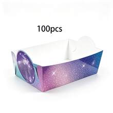 10pcs/30pcs/50pcs/100pcs Purple Disco Theme Paper Food Trays, Macaron Gradient Purple Disco Snack Boats (Suitable For Corn Chips, Snacks, Etc.), Perfect For Purple Disco Theme Birthday Party And Bachelorette Party Decoration - Multicolor - View 6