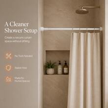Adjustable Tension Rod - Made Of Stainless Steel With Plastic End Caps, Easy To Install Without Drilling, Suitable For Shower Curtains, Window Curtains, Door Curtains, Clothing Storage And Balcony Drying - Available In Silver, Black And White - Multicolor - View 7