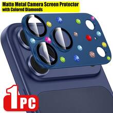 CASECOPS 1件裝 閃亮水鑽相機鏡頭保護貼 適用 17 Pro Max/17 Pro，4色，全覆蓋相機蓋，可愛鑽飾鏡頭防護，防震防刮 9H 鋼化玻璃，AR 高清拍照品質，防水，相容手機殼 - 1片彩鑽鎧甲 - 查看 11