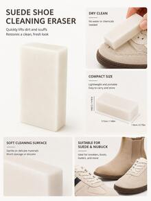 4 Pcs Shoe Cleaning Eraser, Suede Nubuck Leather Sneaker Stain Remover, Portable Dry Cleaning Tool For Travel Home Use - White - View 4