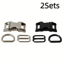 1Set/2Sets Metal Slider D-Ring Release Buckle For Pet Dog Collar Paracord Sewing Accessories Connector Hardware - Multicolor - View 14