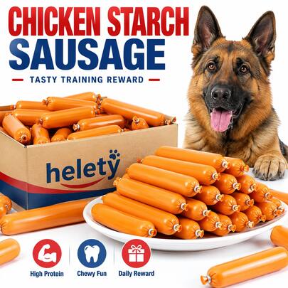 helety Salchicha masticable de almidón de pollo para perros, premio de entrenamiento con alto contenido proteico, snack suave y masticable, apto para perros pequeños y grandes.