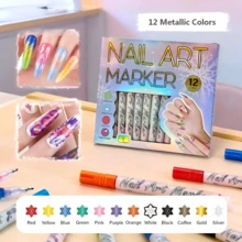 New Nail Art Markers 12 Colors/4 Colors Pack, Classic Nail Art Makeup Colors, Nail Art Painting Pens, DIY Painting Graffiti Nail Art Outlining Highlighting Pens, Nail Art Markers, ABS Makeup Marker Set, Suitable For Painting On Various Surfaces - Multicolor - View 15