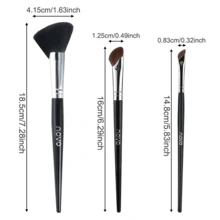 NOVO 3pcs Professional Makeup Brush Set, Contour Brush, Nose Shadow Brush, Eyeliner Brush, Super Soft Makeup Brush Set, Suitable For All Skin Types Contour, Eyeshadow, Eyebrow And Lip Makeup Brush Tools - Multicolor - View 5